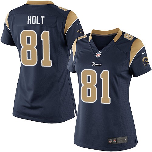 Women's Elite Torry Holt Nike Jersey Navy Blue Home - #81 NFL Los Angeles Rams